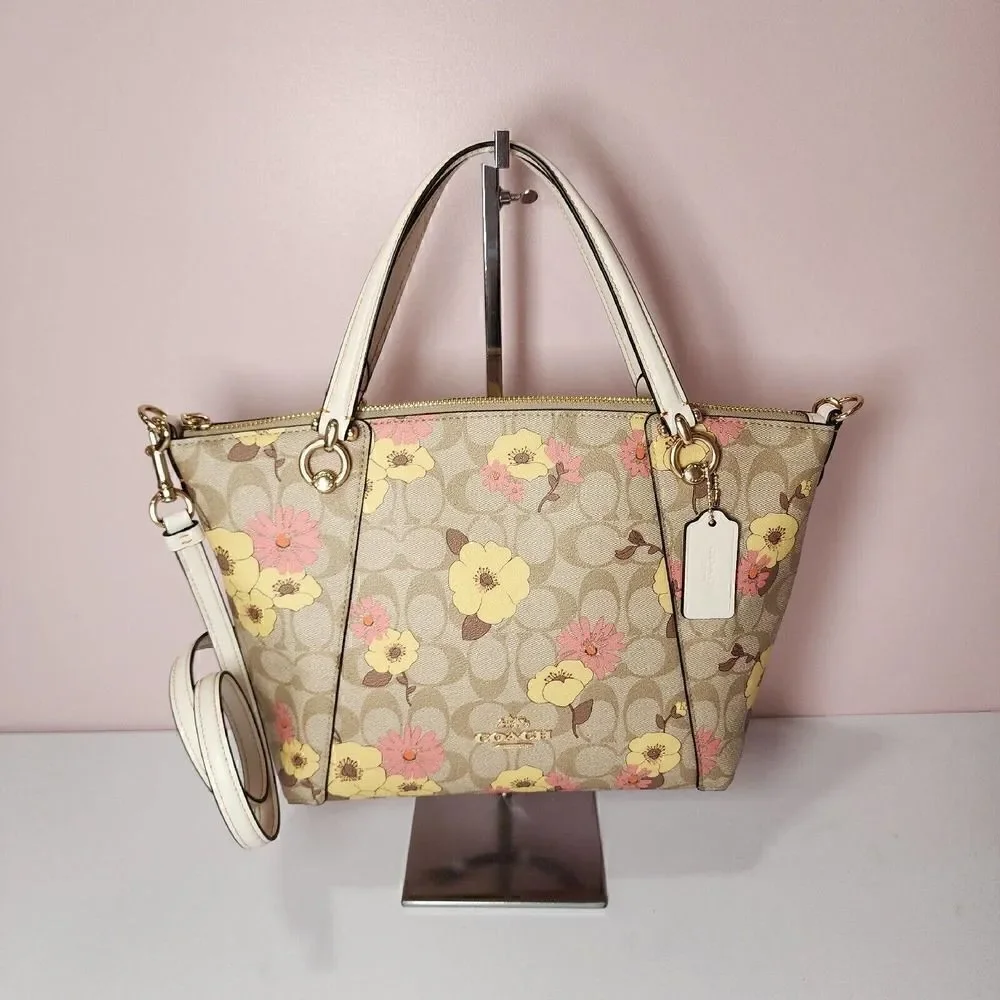 NWT Coach CH546 Kacey Satchel In Signature Canvas With Floral Cluster Print